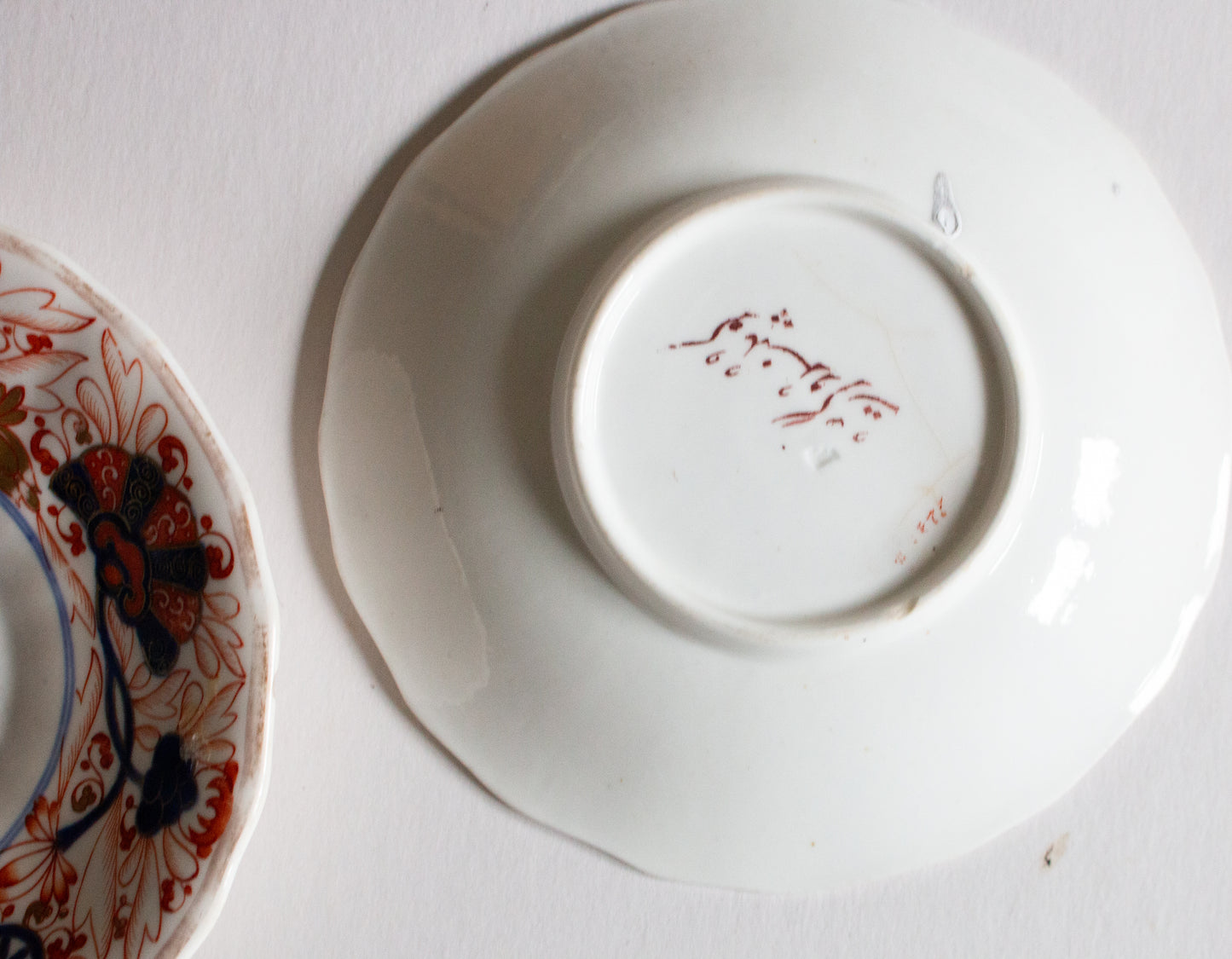 Antique Imari Style  China Saucers with Floral and Gilt Detail (2)