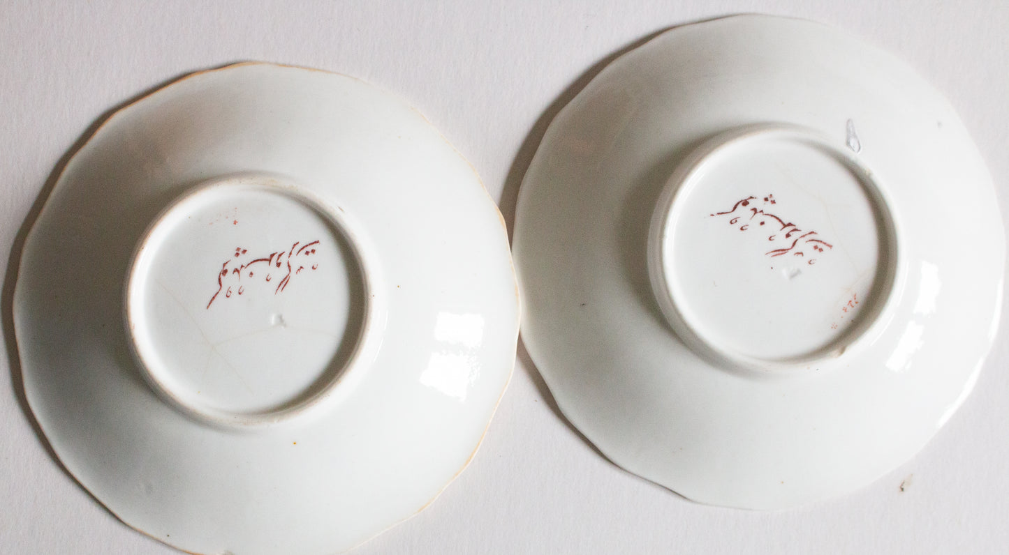 Antique Imari Style  China Saucers with Floral and Gilt Detail (2)