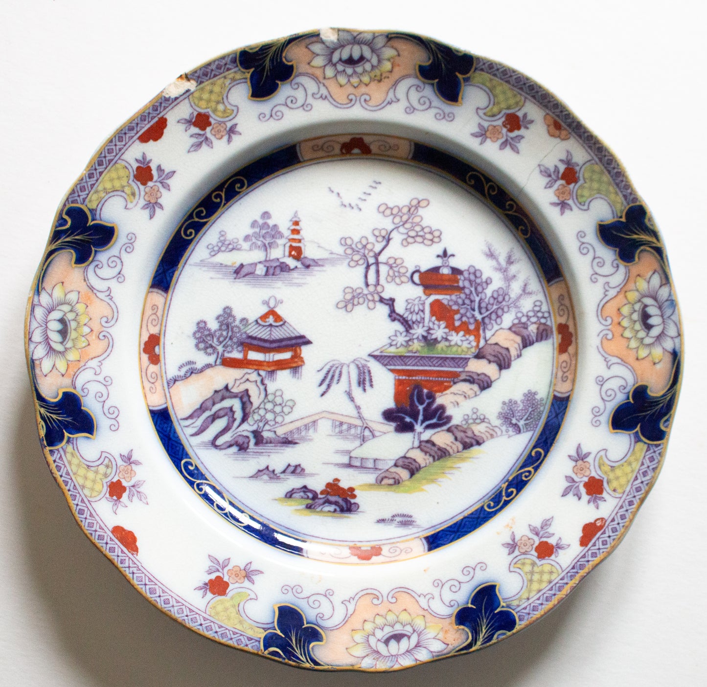 Japanese Aoki Bros. Imari Type Transferware  10.5" Plate