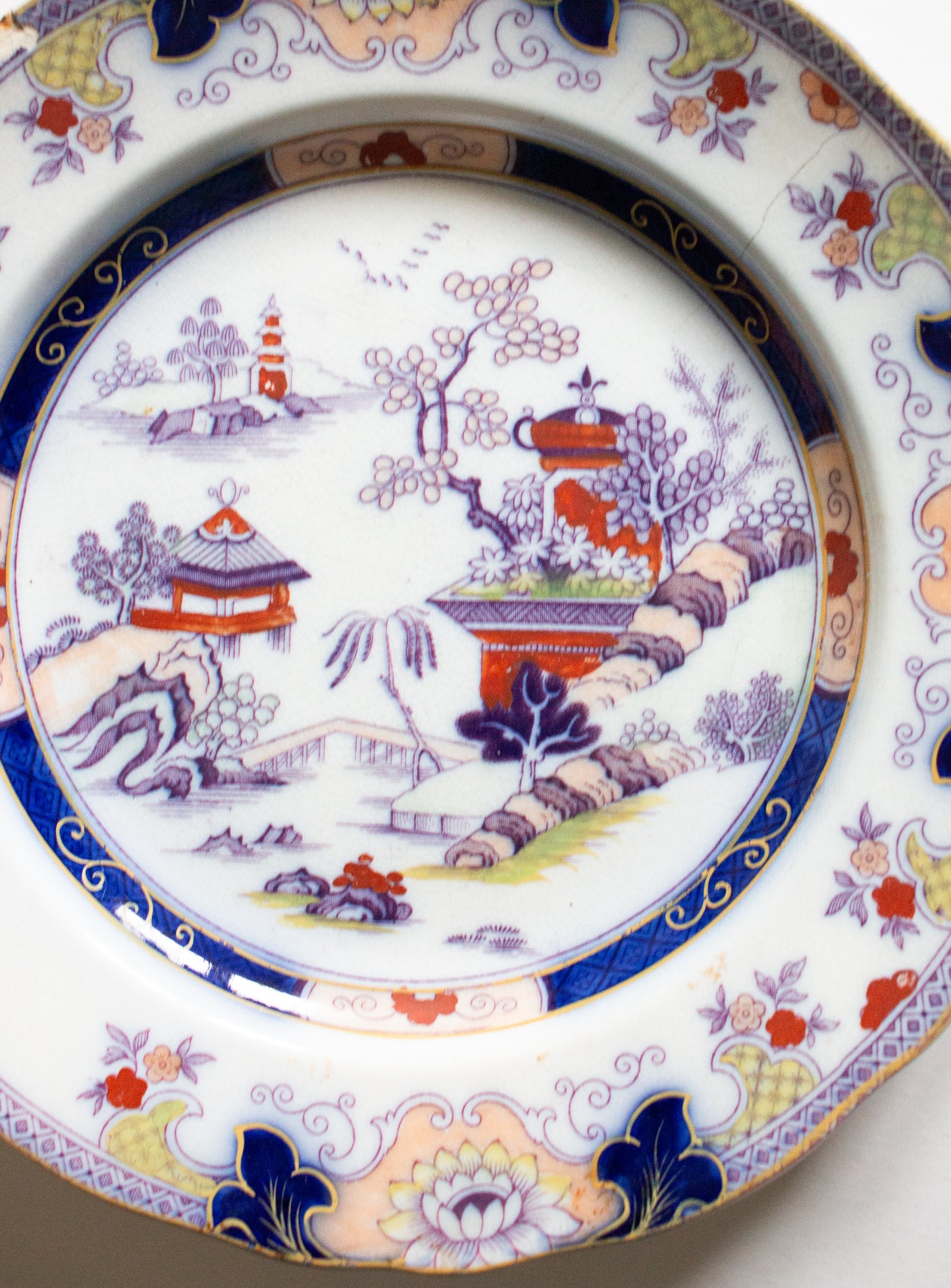 Japanese Aoki Bros. Imari Type Transferware  10.5" Plate