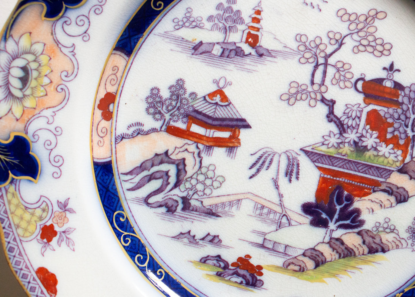 Japanese Aoki Bros. Imari Type Transferware  10.5" Plate