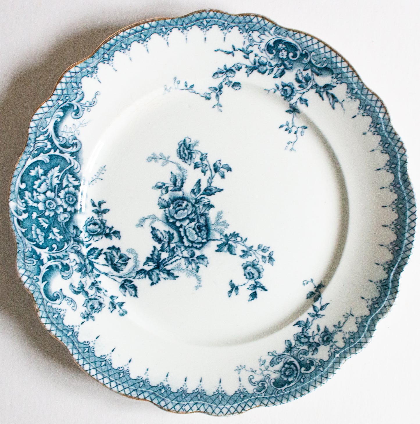 Royal Crown Derby Blue and White Transferware  8.5" Plate (Copy)James, Kent, Longton 'York' Pattern Blue and White Transferware  9.75" Plate