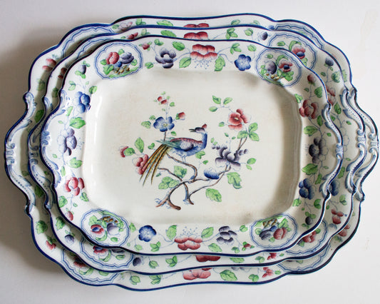 Art Deco Corona Ware Hancock & Sons 'Old Woodstock' Graduated Serving Platters (3)