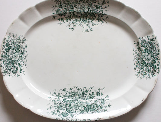 Allerton & Son 'Rococo' Pattern 18" Blue and White Meat Platter
