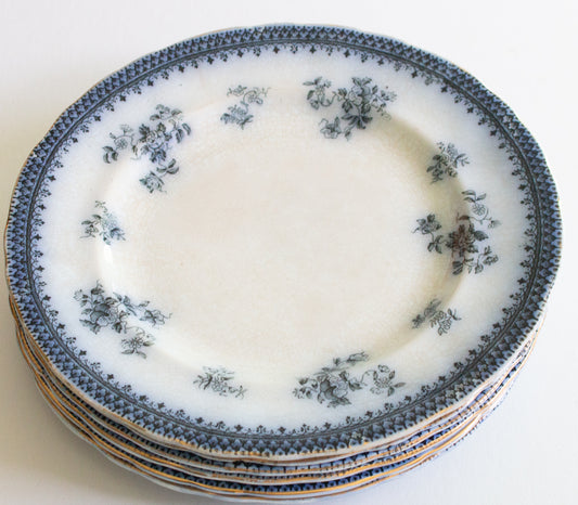 Burgess & Leigh Middleport Pottery Burslem England 'Florida' Pattern Flow Blue 7.5" Side Plates (6)