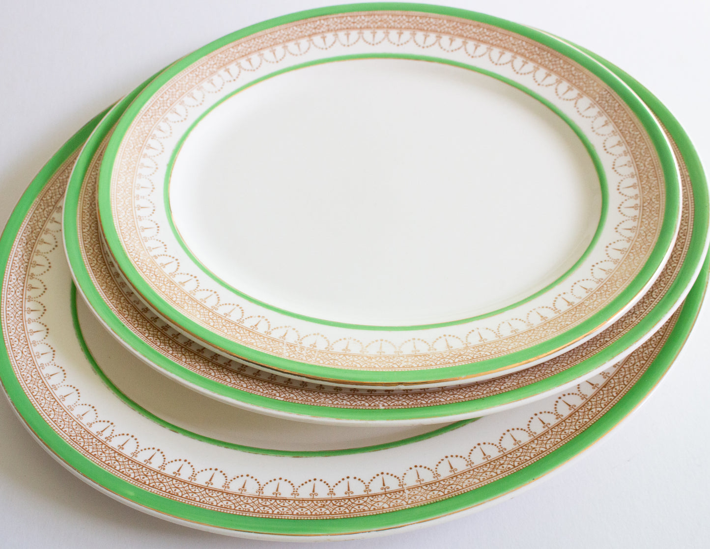 Burgess & Leigh Burleigh Ware Green and Gold Graduated Serving Platters (3)