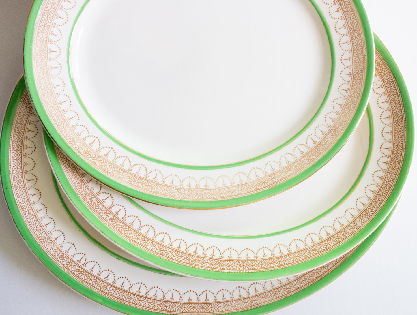 Burgess & Leigh Burleigh Ware Green and Gold Graduated Serving Platters (3)