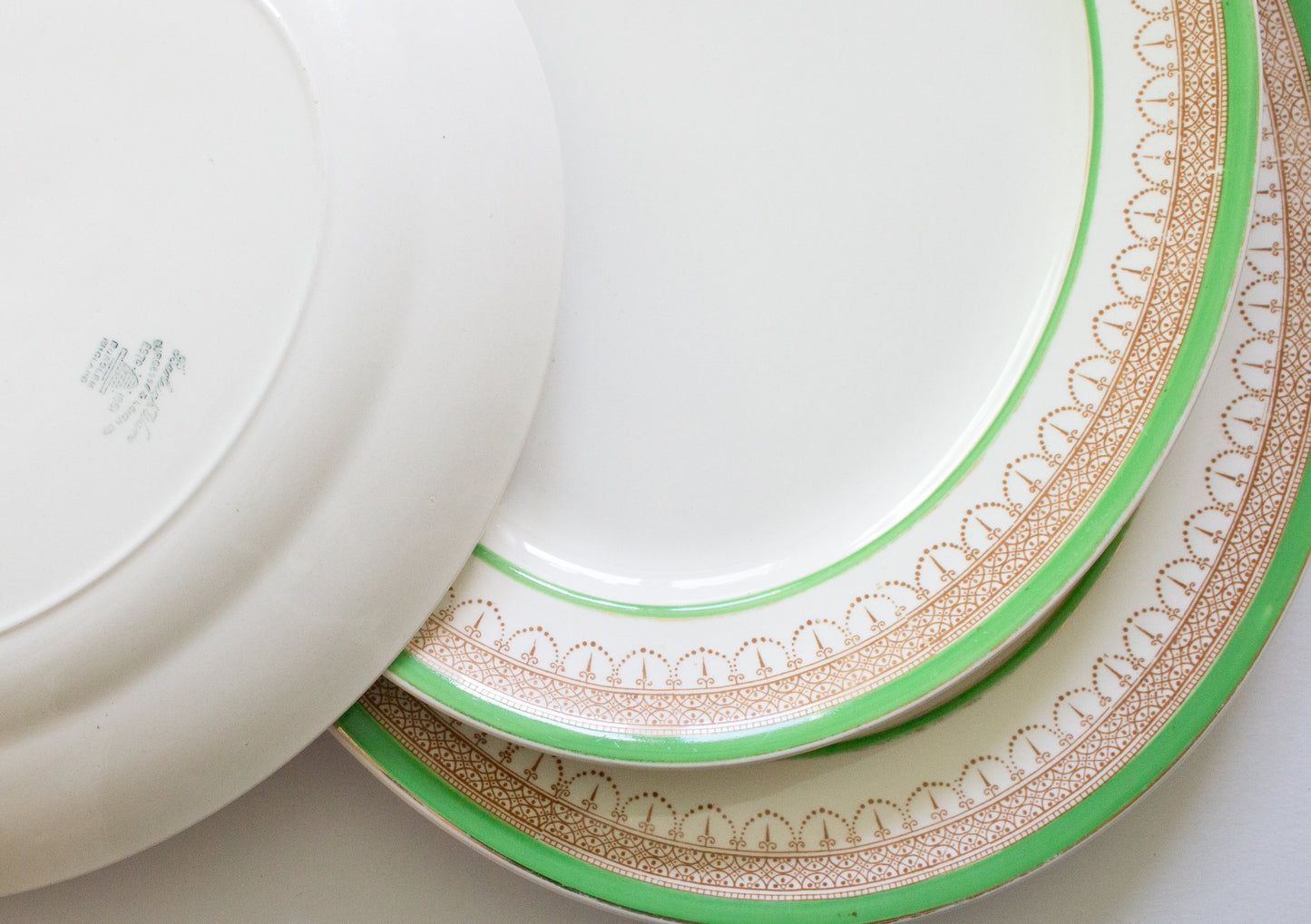Burgess & Leigh Burleigh Ware Green and Gold Graduated Serving Platters (3)