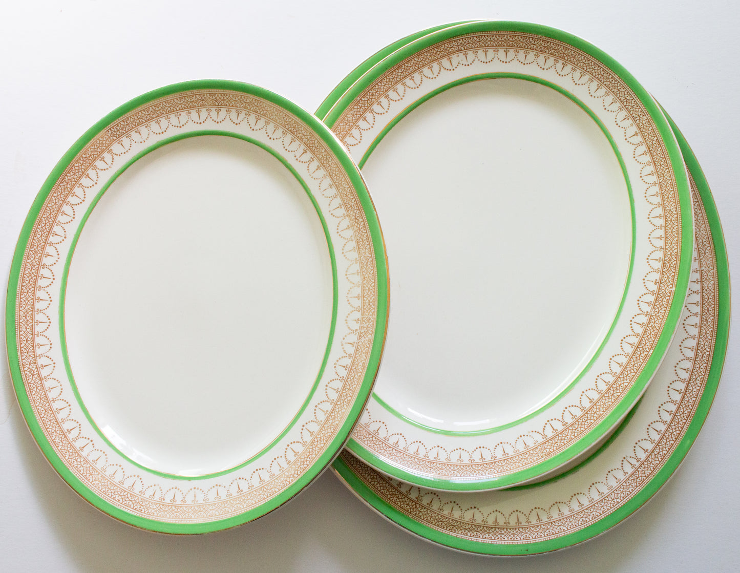 Burgess & Leigh Burleigh Ware Green and Gold Graduated Serving Platters (3)
