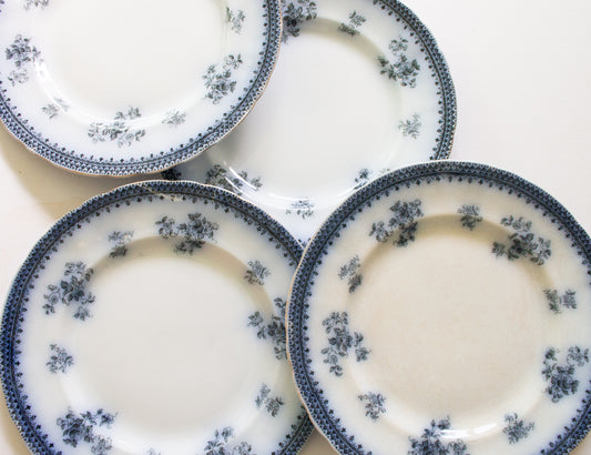 Burgess & Leigh Middleport Pottery Burslem England 'Florida' Pattern Flow Blue 10.5" Dinner Plates (4)