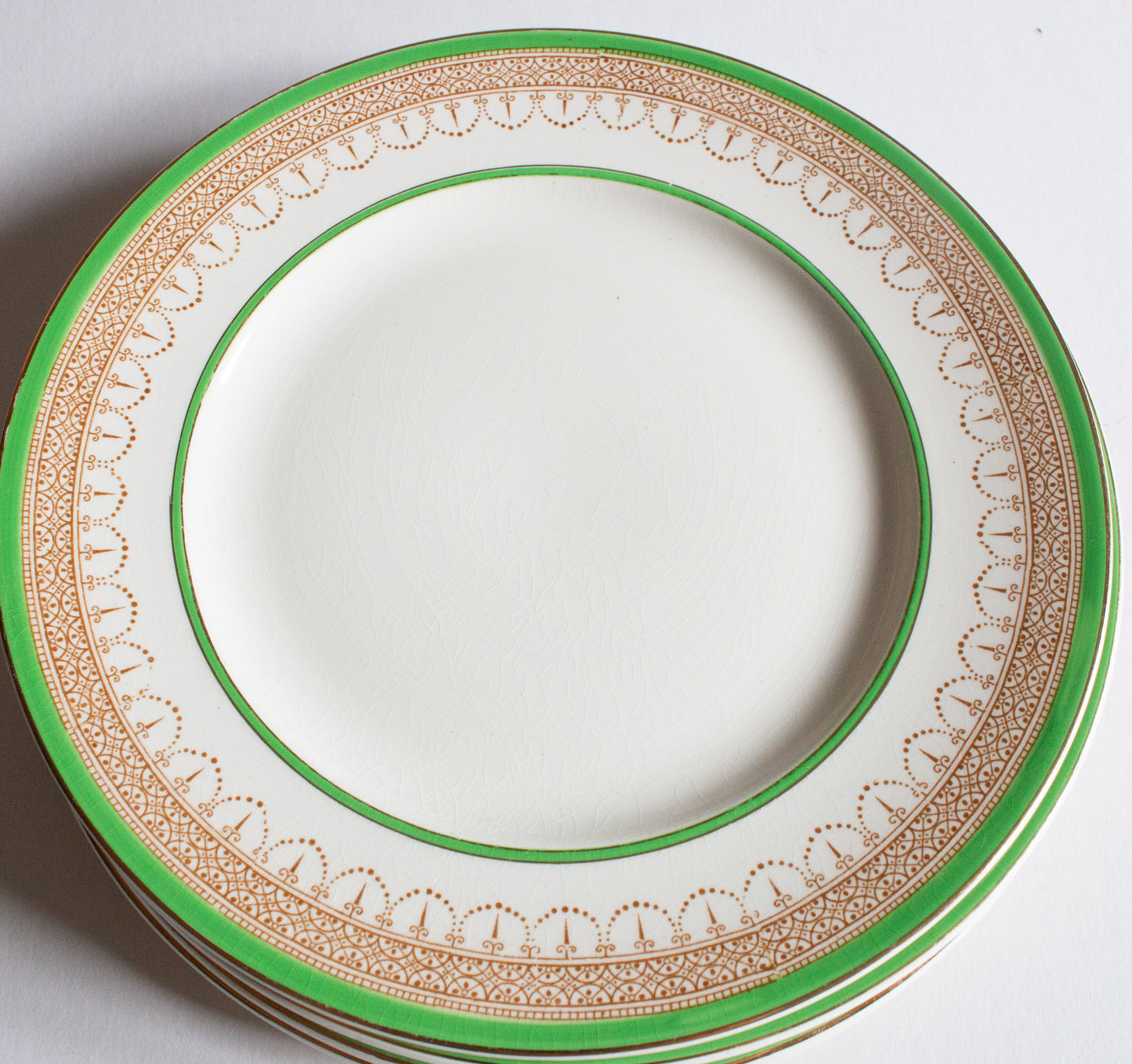 Burgess & Leigh Burleigh Ware Green and Gold Graduated 9" Plates (6)