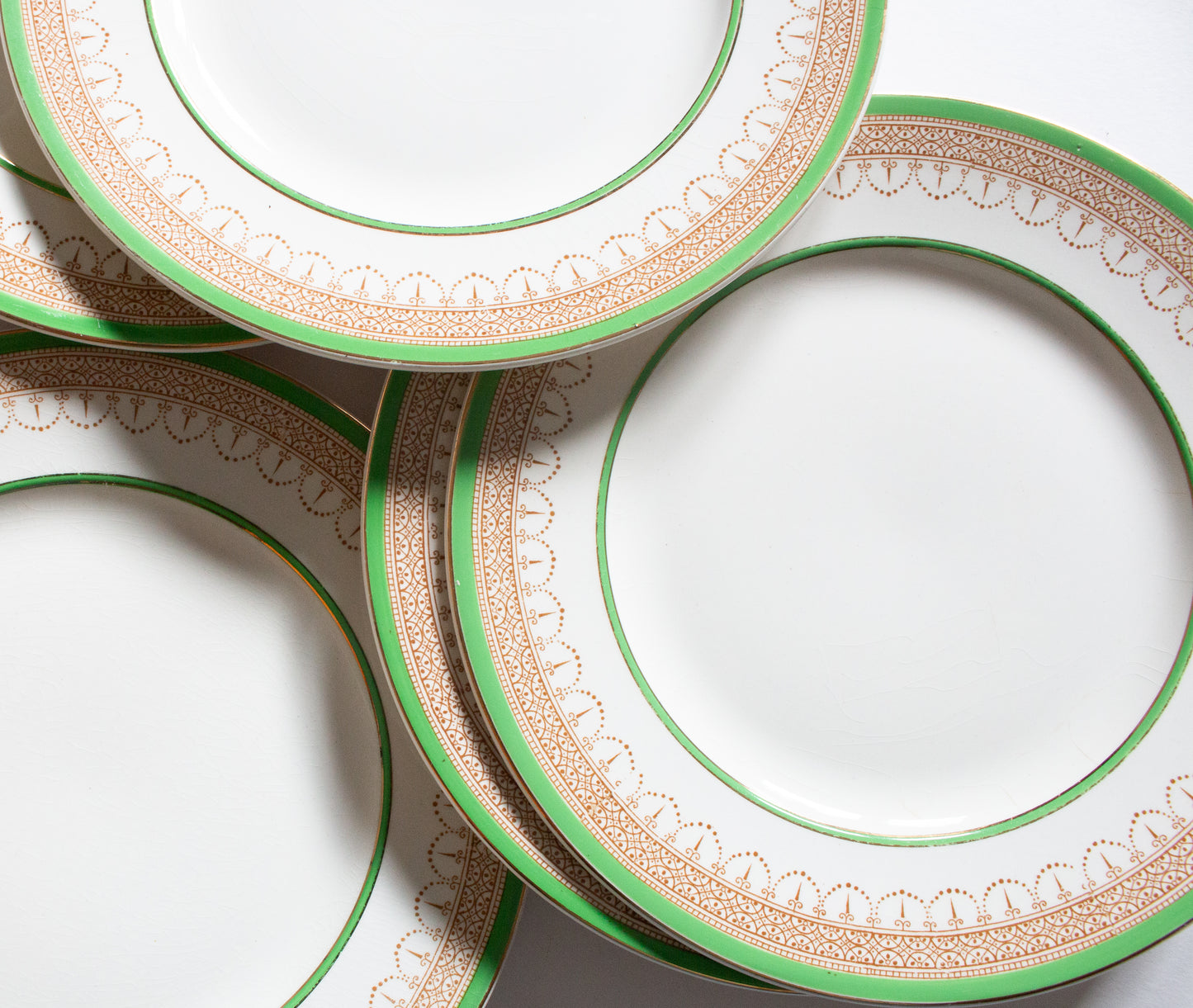 Burgess & Leigh Burleigh Ware Green and Gold Graduated 9" Plates (6)
