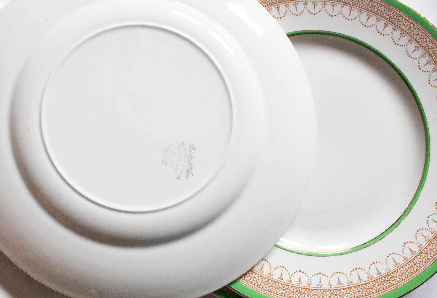 Burgess & Leigh Burleigh Ware Green and Gold Graduated 9" Plates (6)
