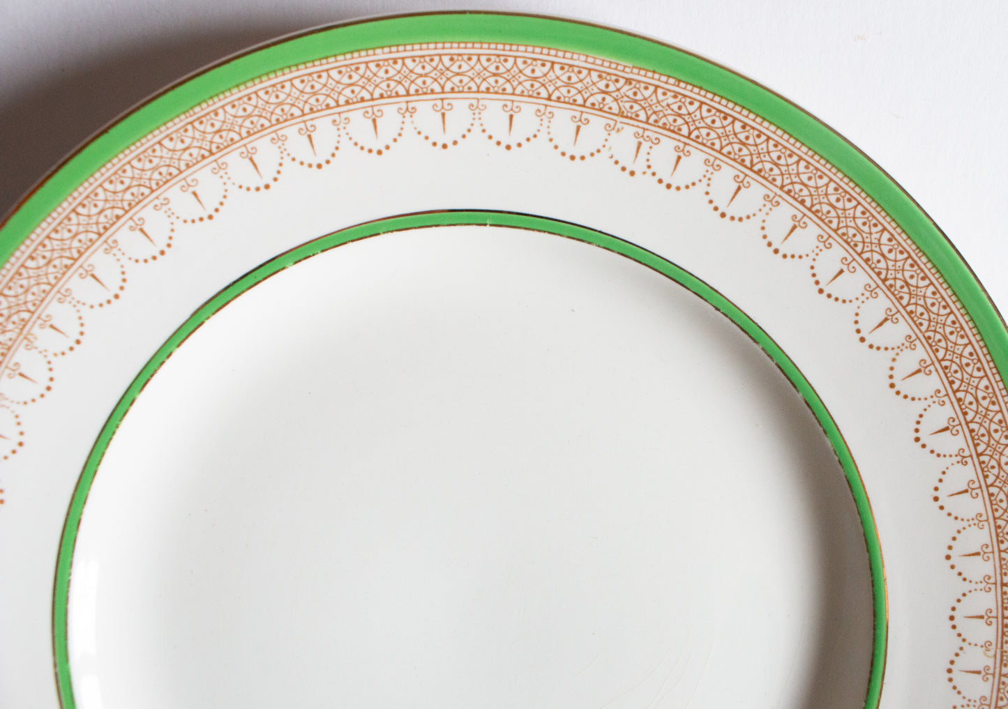 Burgess & Leigh Burleigh Ware Green and Gold Graduated 10" Dinner Plates (4)