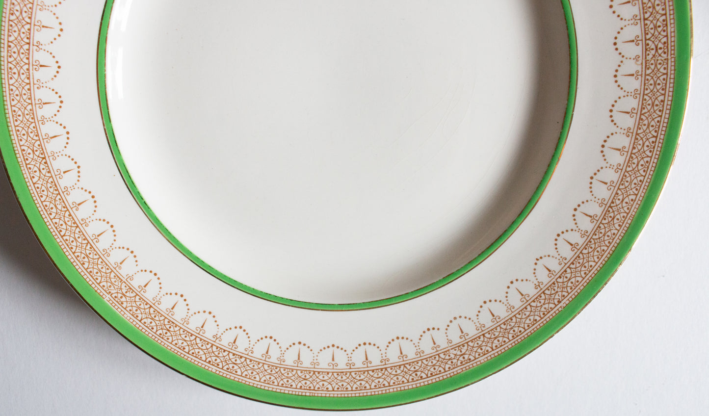 Burgess & Leigh Burleigh Ware Green and Gold Graduated 10" Dinner Plates (4)