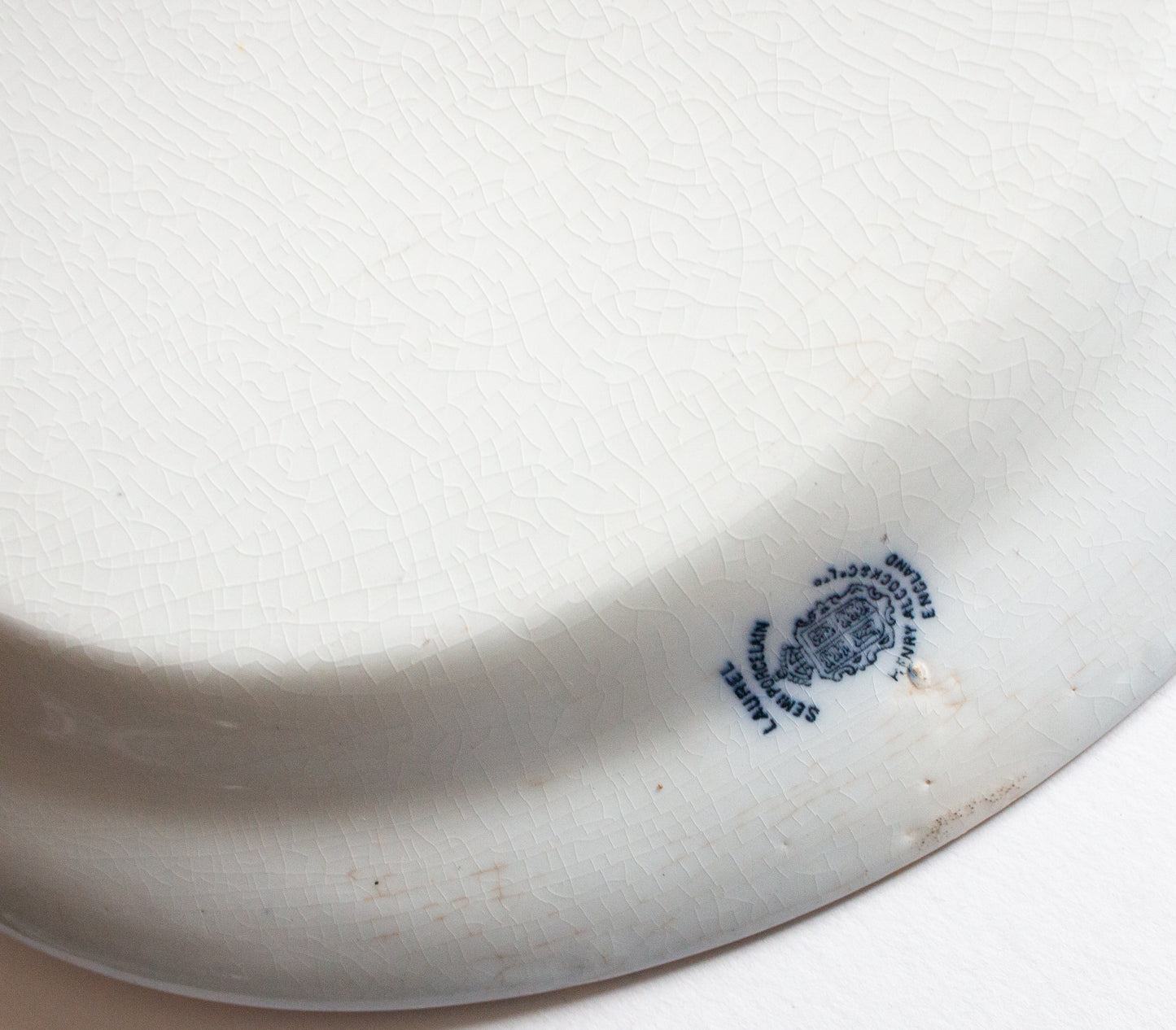 Henry Alcock & Co. Ltd. Semi Porcelain 'Laurel' Pattern Blue and White Transferware Graduated Platters (2)