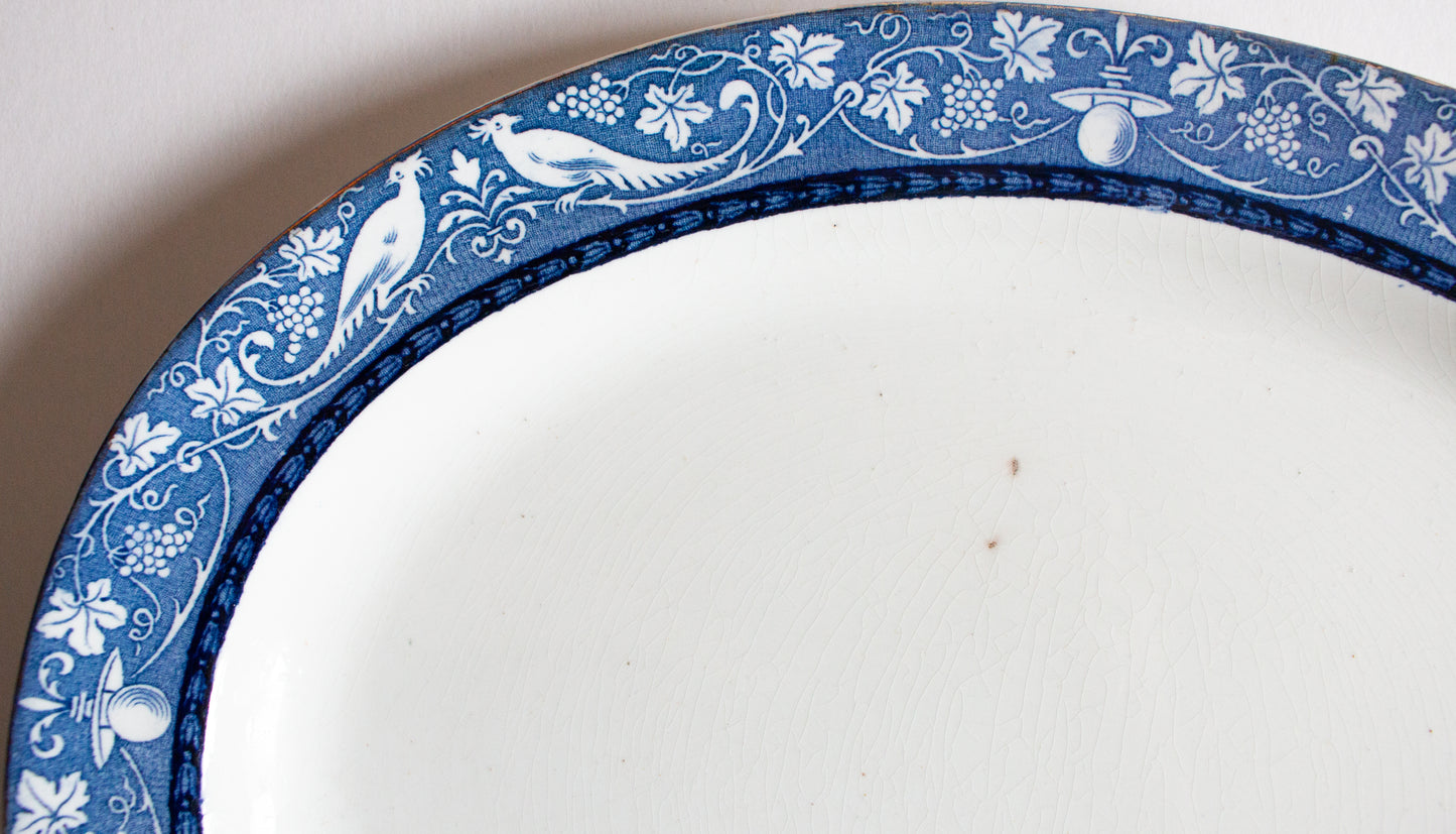 Booths England Silicon China 'Cameo' Pattern Blue and White Transferware 12" Serving Platter