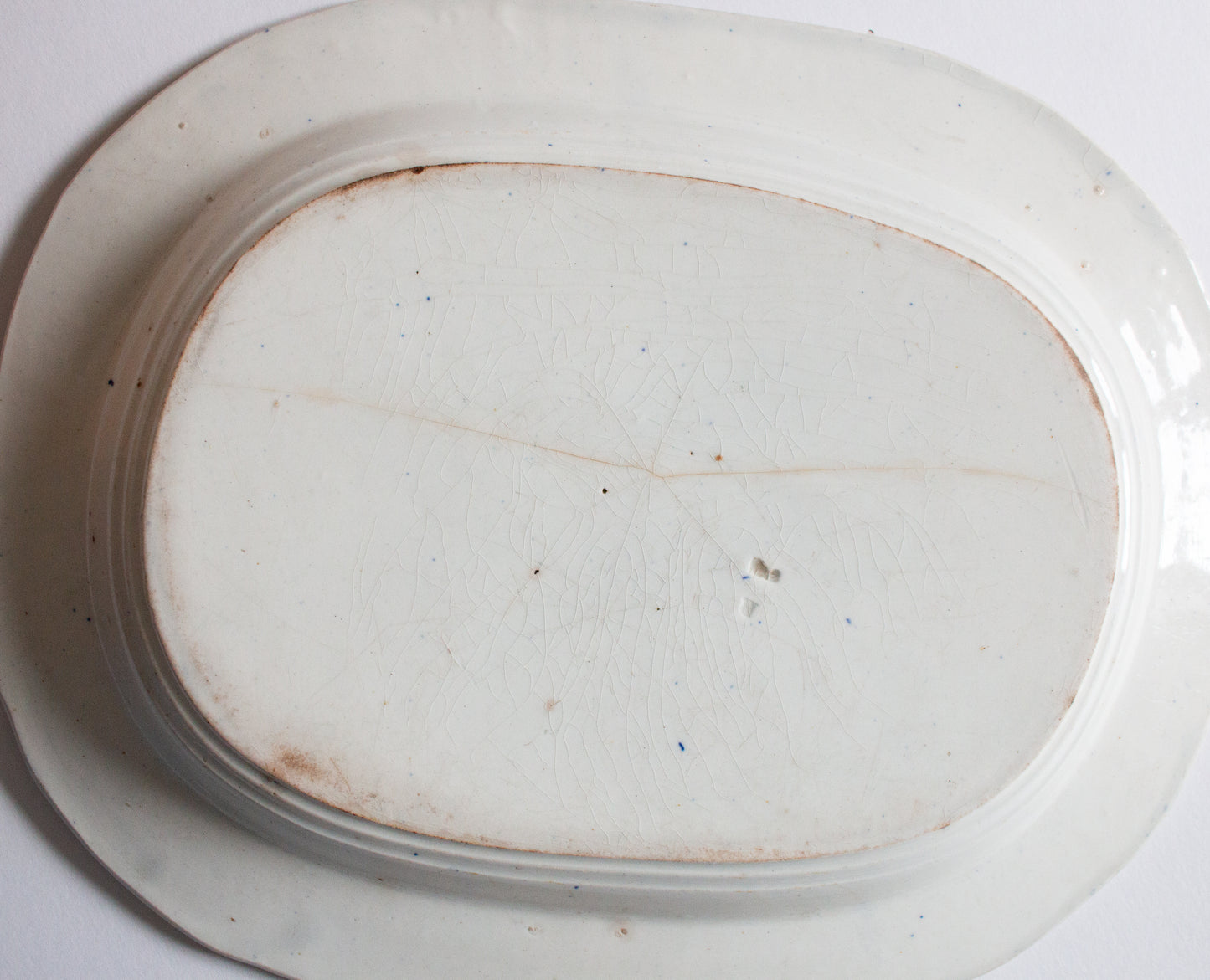 Antique 'Willow' Pattern 15" Blue and White Transferware Serving Platter