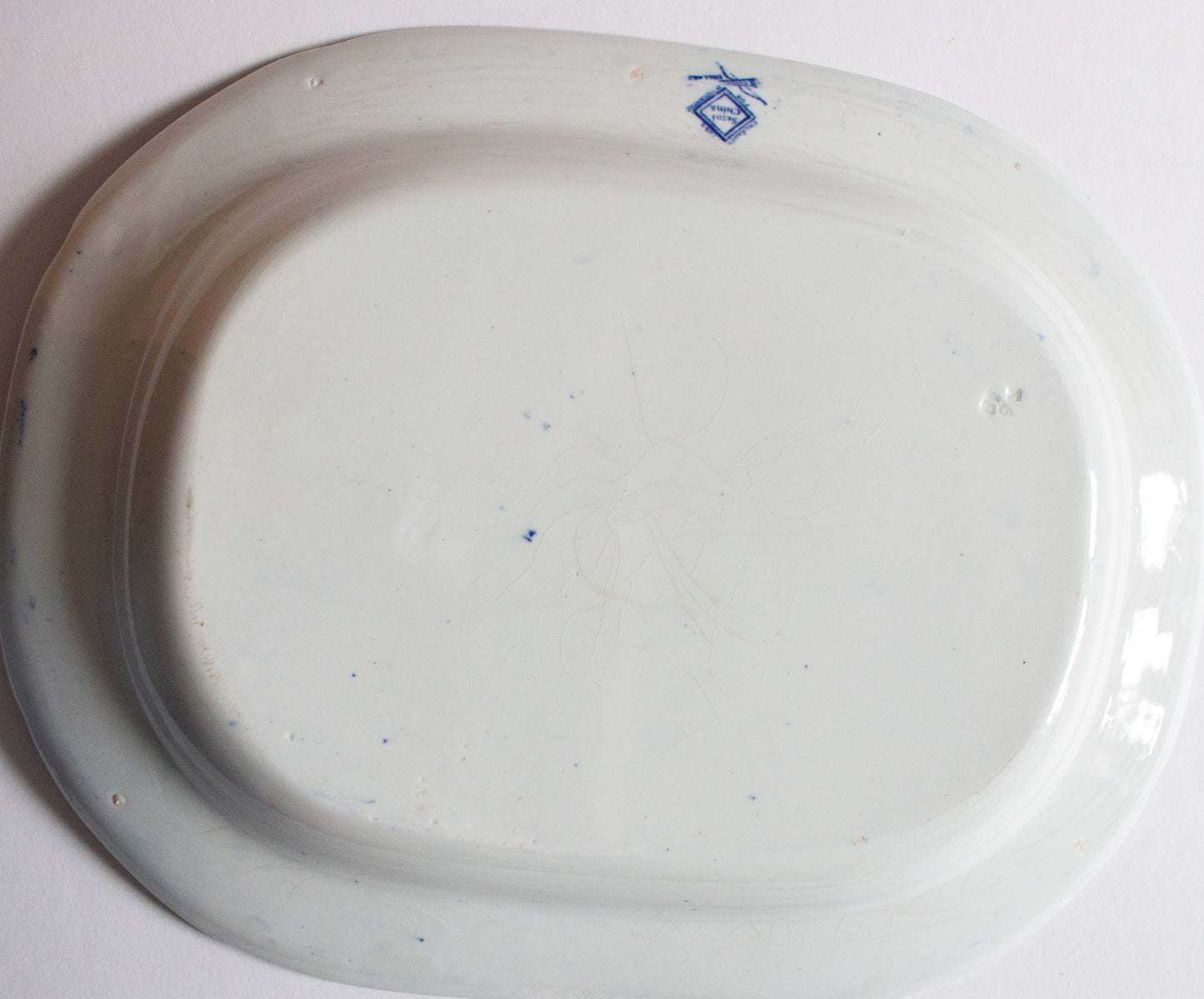 Antique 'Willow' Pattern 15.5" Blue and White Transferware Serving Platter