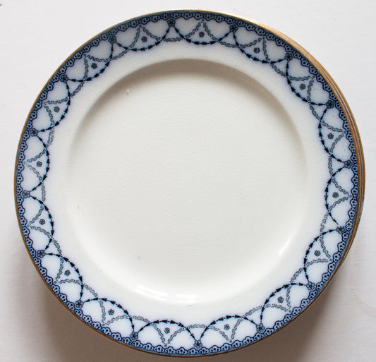 Henry Alcock & Co. Ltd. Semi Porcelain 'Laurel' Pattern Blue and White Transferware 9.75" Side Plates (6)