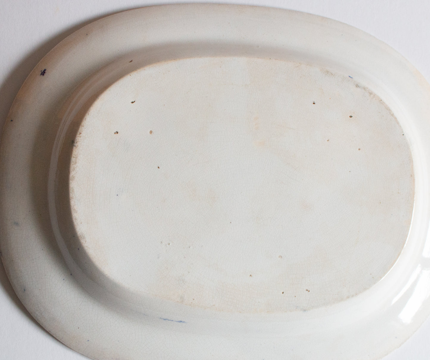 Antique Staffordshire 'Willow' Pattern 14" Blue and White Transferware Serving Platter