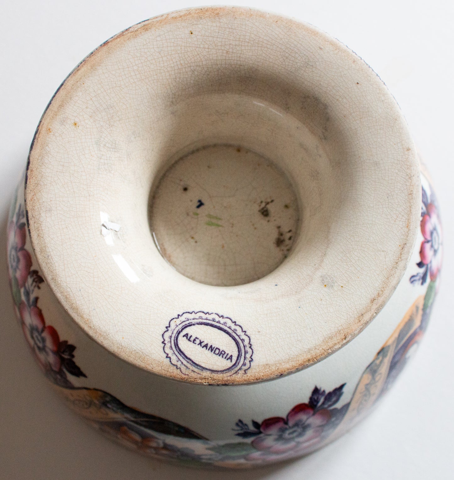 Large Footed Antique Transferware Serving Bowl with Classical Motifs