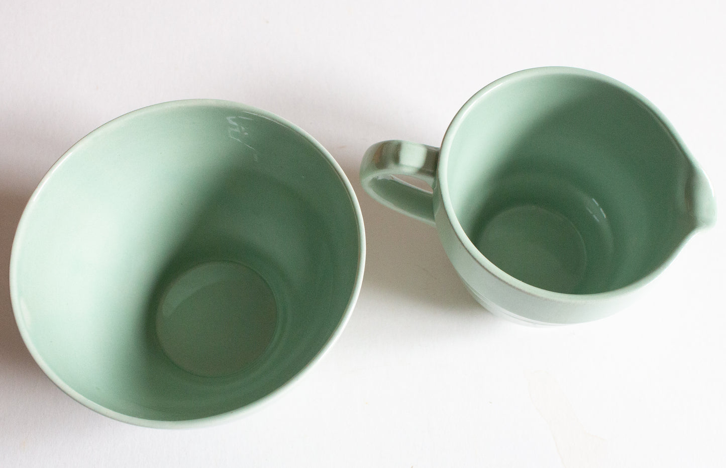 Woods Ware 'Beryl' Pattern Mint Green SUgar Bowl and Milk Jug Set