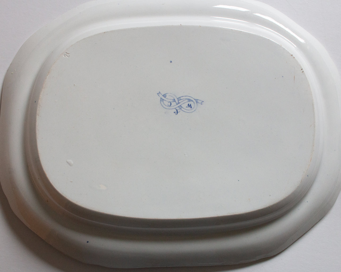 Large Antique 'Italian Ruins' Pattern 19" Blue and White Transferware Serving Platter