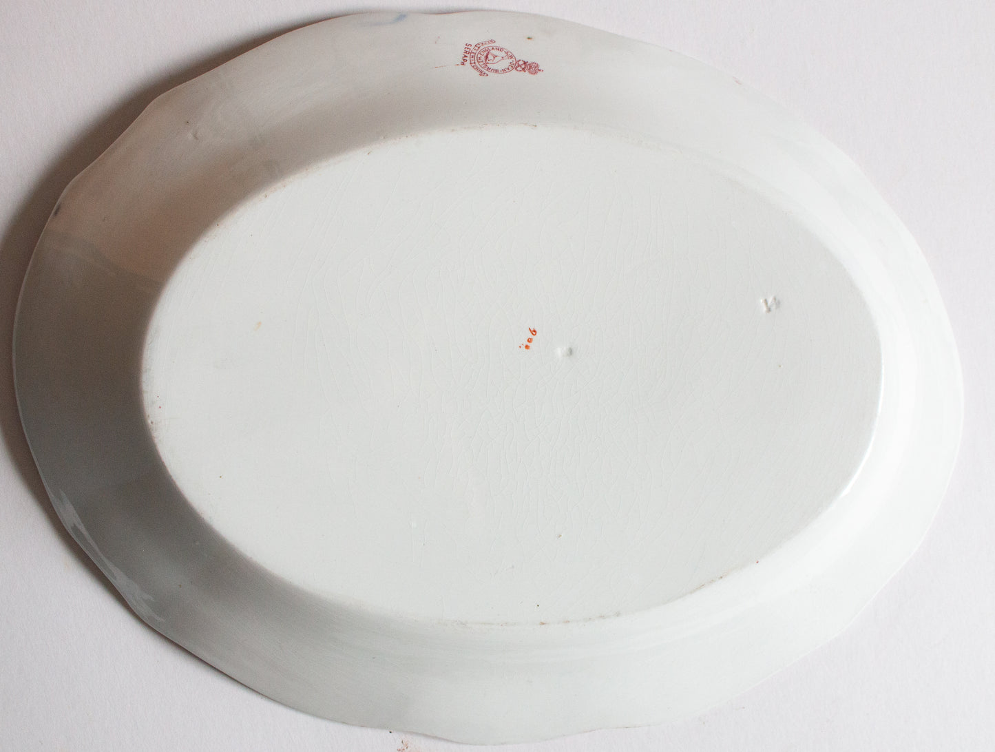 Antique Staffordshire S. W. Dean Burslem 'Seraph' Pattern 16.5" Blue and Red Transferware Serving Platter