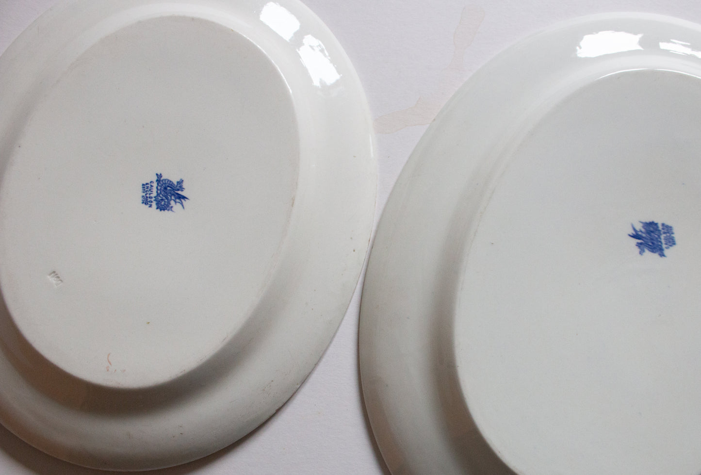 Cauldon 'Dragon' Pattern Blue and White Transferware Graduated Platters (2)