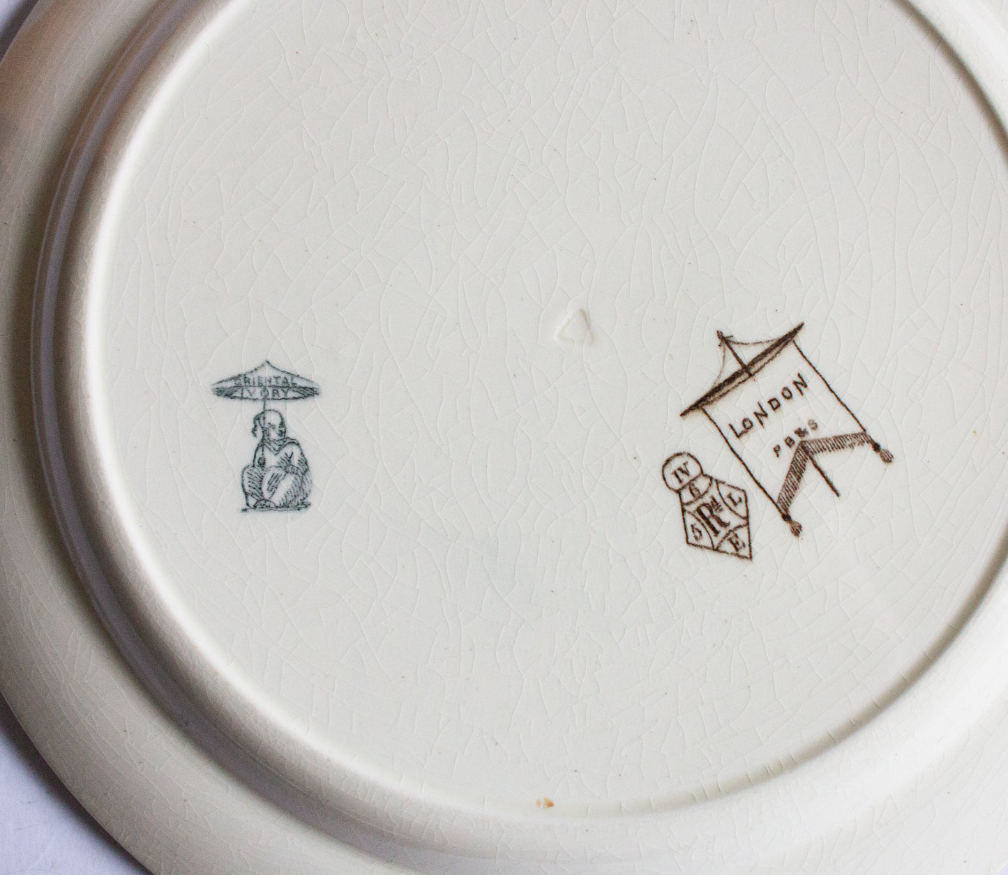 Antique Powell, Bishop & Stonier 'London' Pattern Brown and White Transferware 10"  Plate