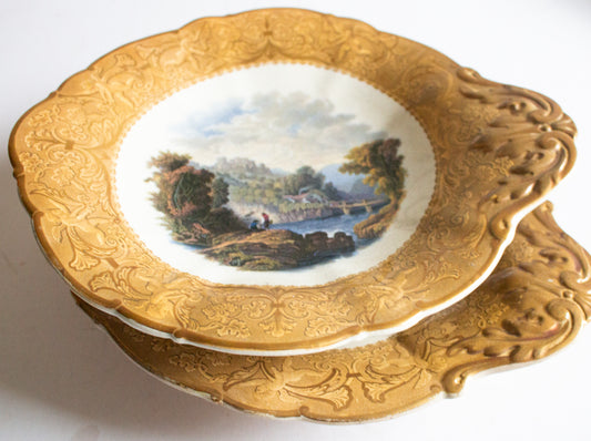Antique Comports with Landscape Motifs (2)
