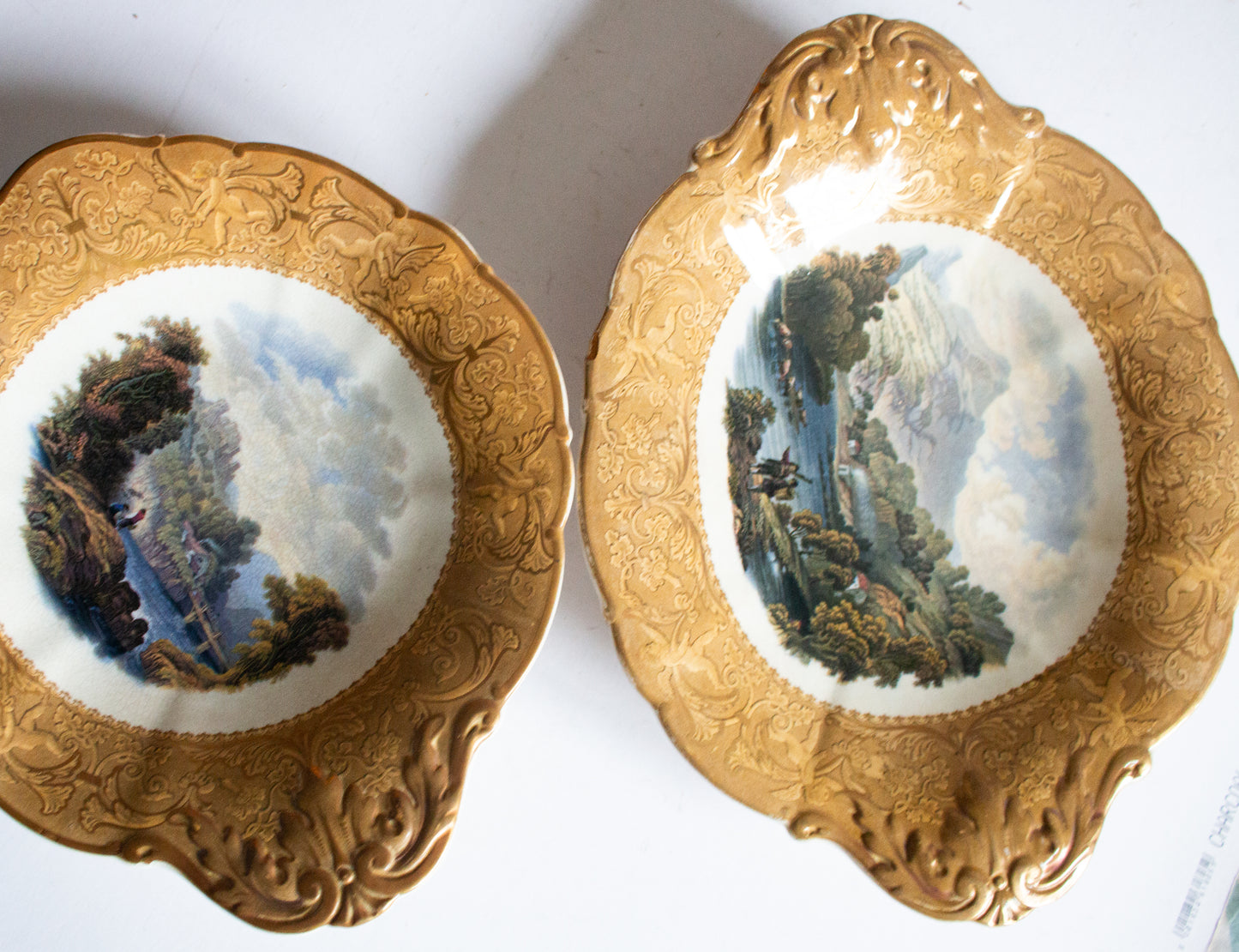 Antique Comports with Landscape Motifs (2)