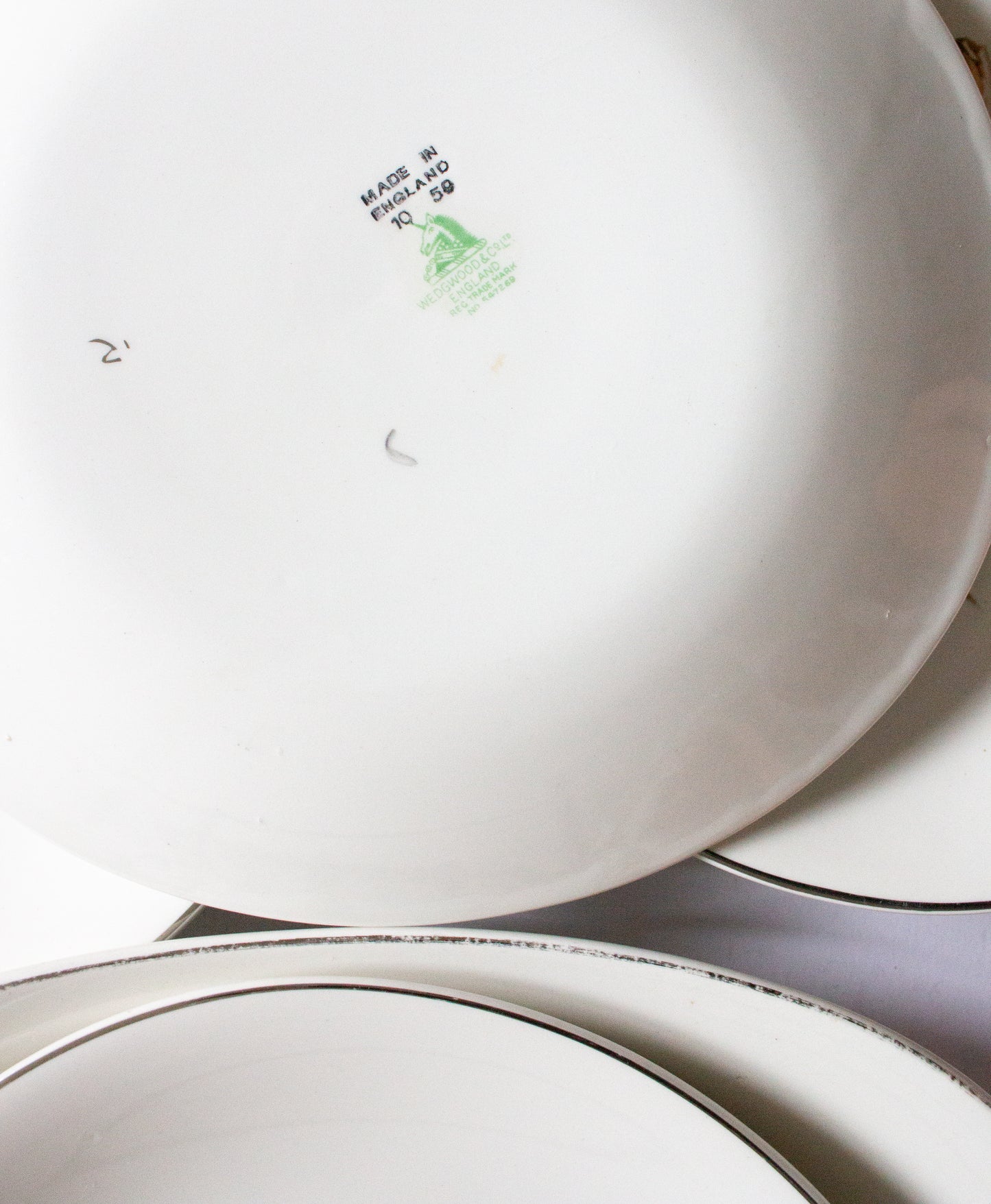 Wedgwood & Co. Ltd. England  Plates for Six and Serving Plate with Central Fish Motifs