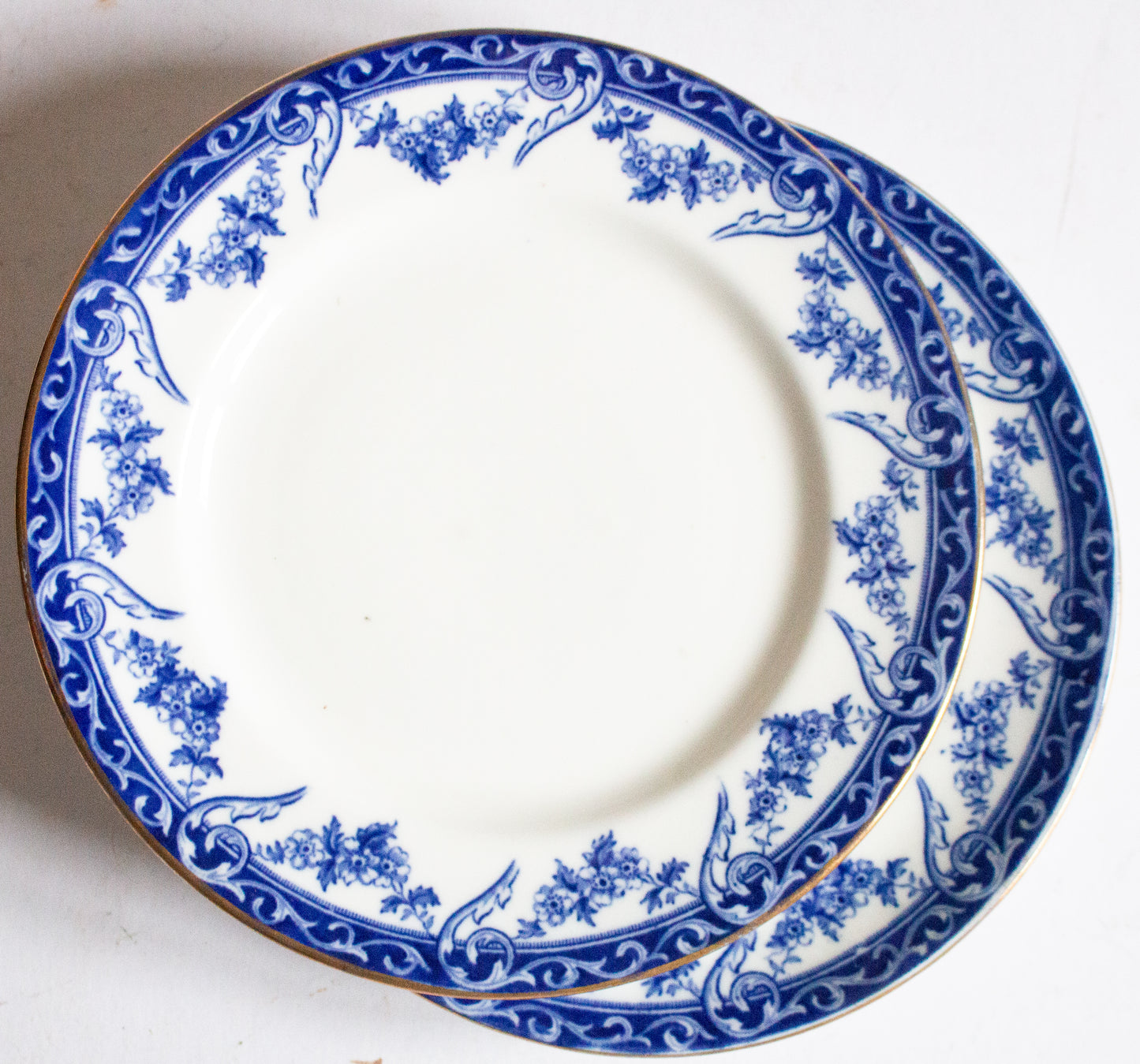 Aynsley Bone China Blue and White Transferware  7" Side Plates (4)
