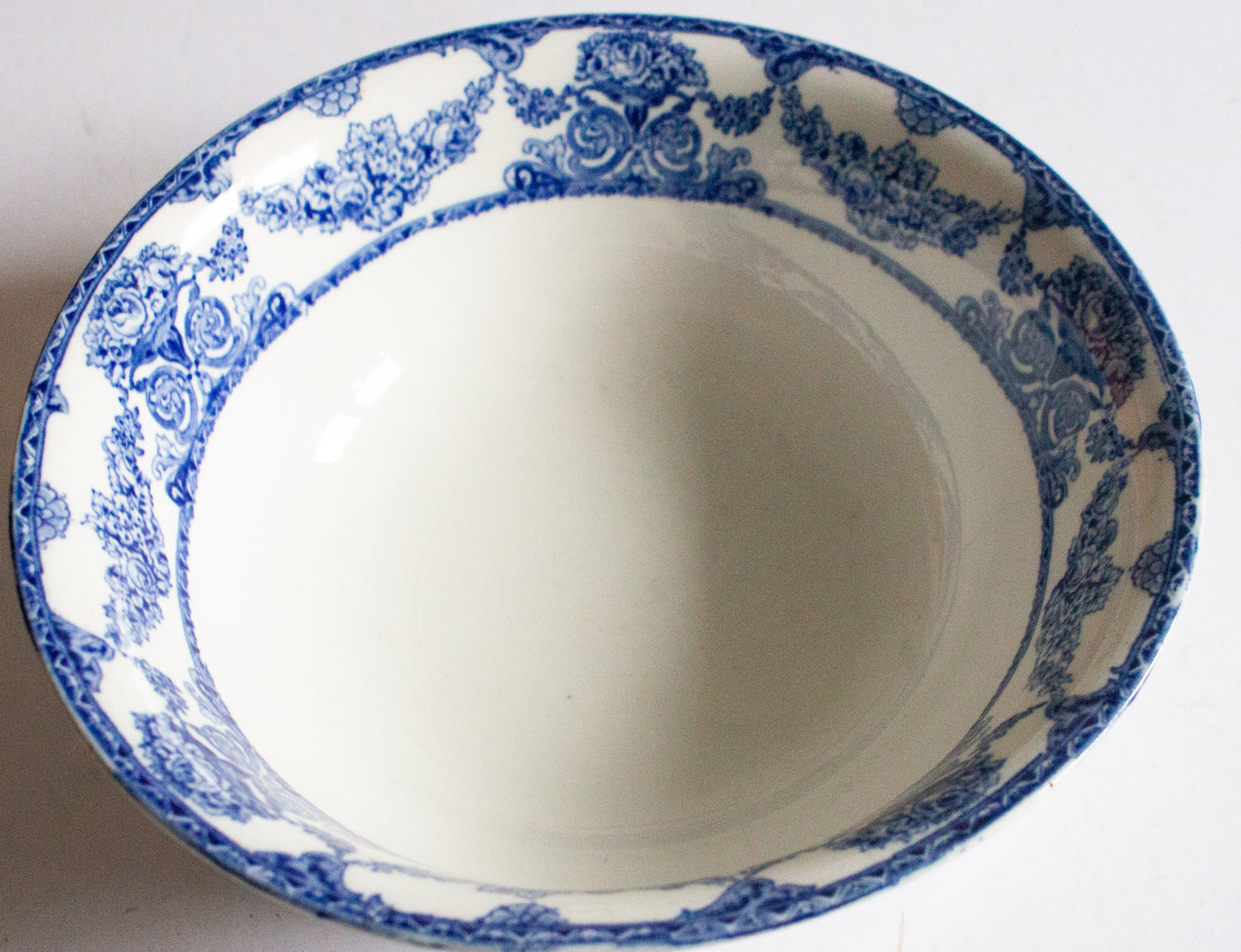 Antique 'Roselle' Pattern Blue and White Transferware Serving Bowl