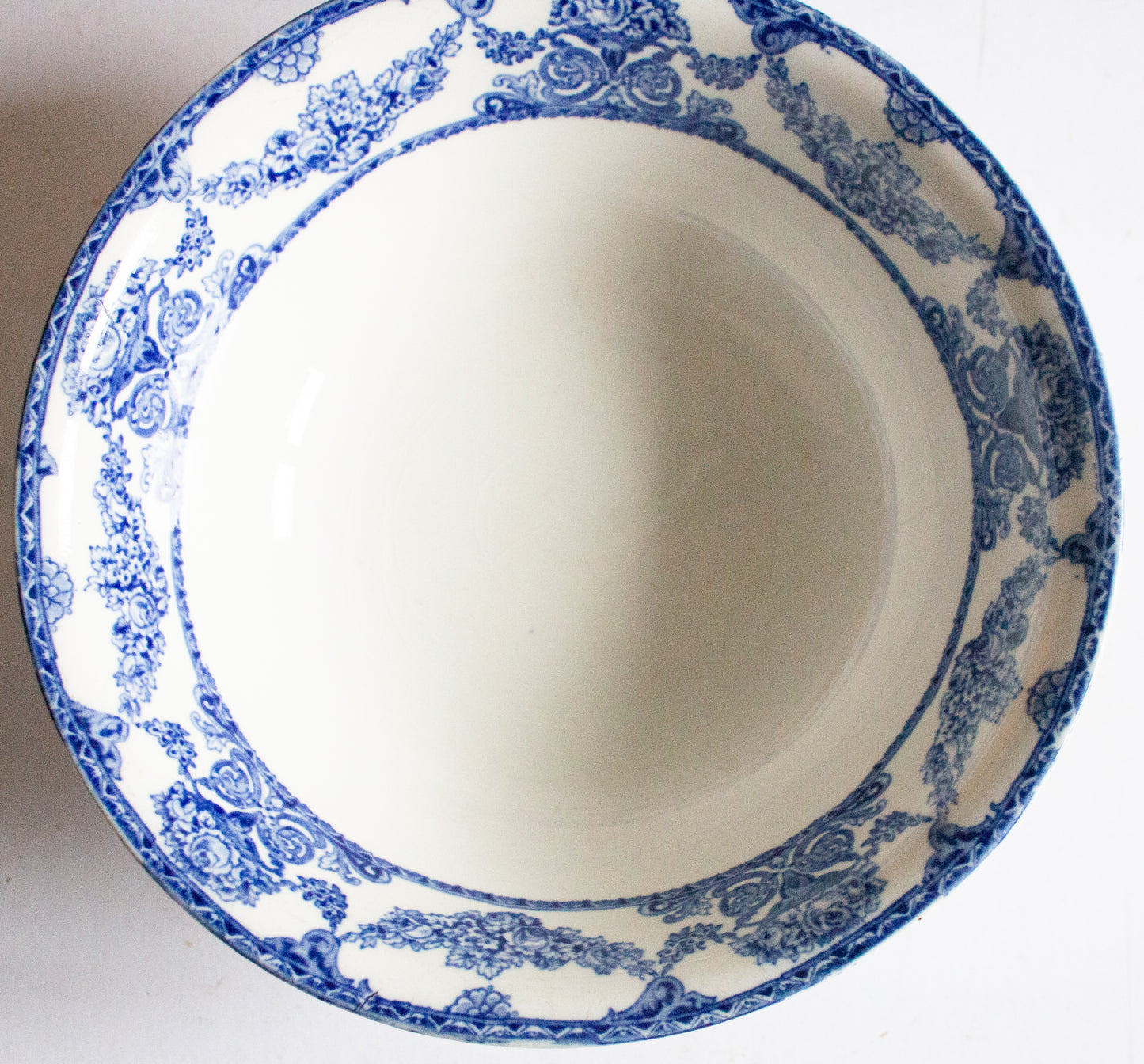 Antique 'Roselle' Pattern Blue and White Transferware Serving Bowl