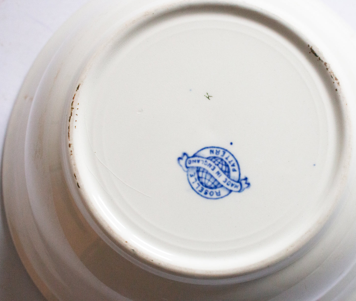 Antique 'Roselle' Pattern Blue and White Transferware Serving Bowl