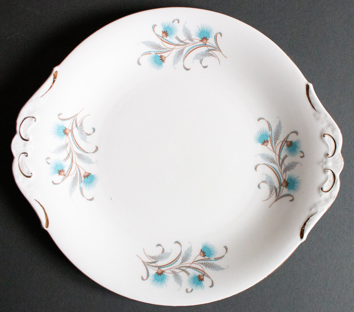 Paragon Bone China Blue Floral Cake Plate or Sandwich Plate with Gilt Detail