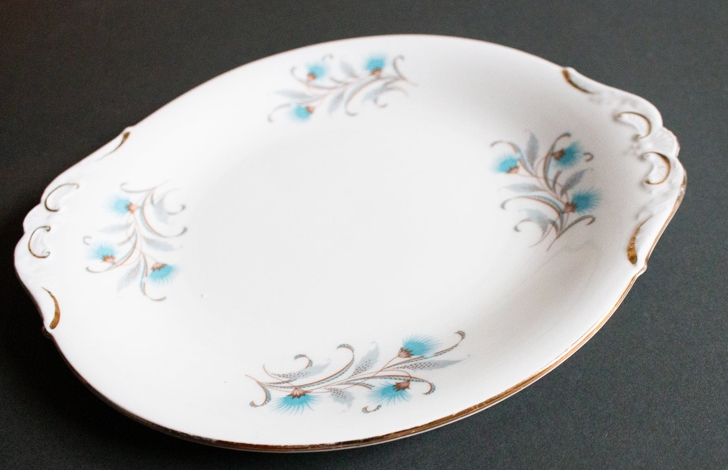 Paragon Bone China Blue Floral Cake Plate or Sandwich Plate with Gilt Detail