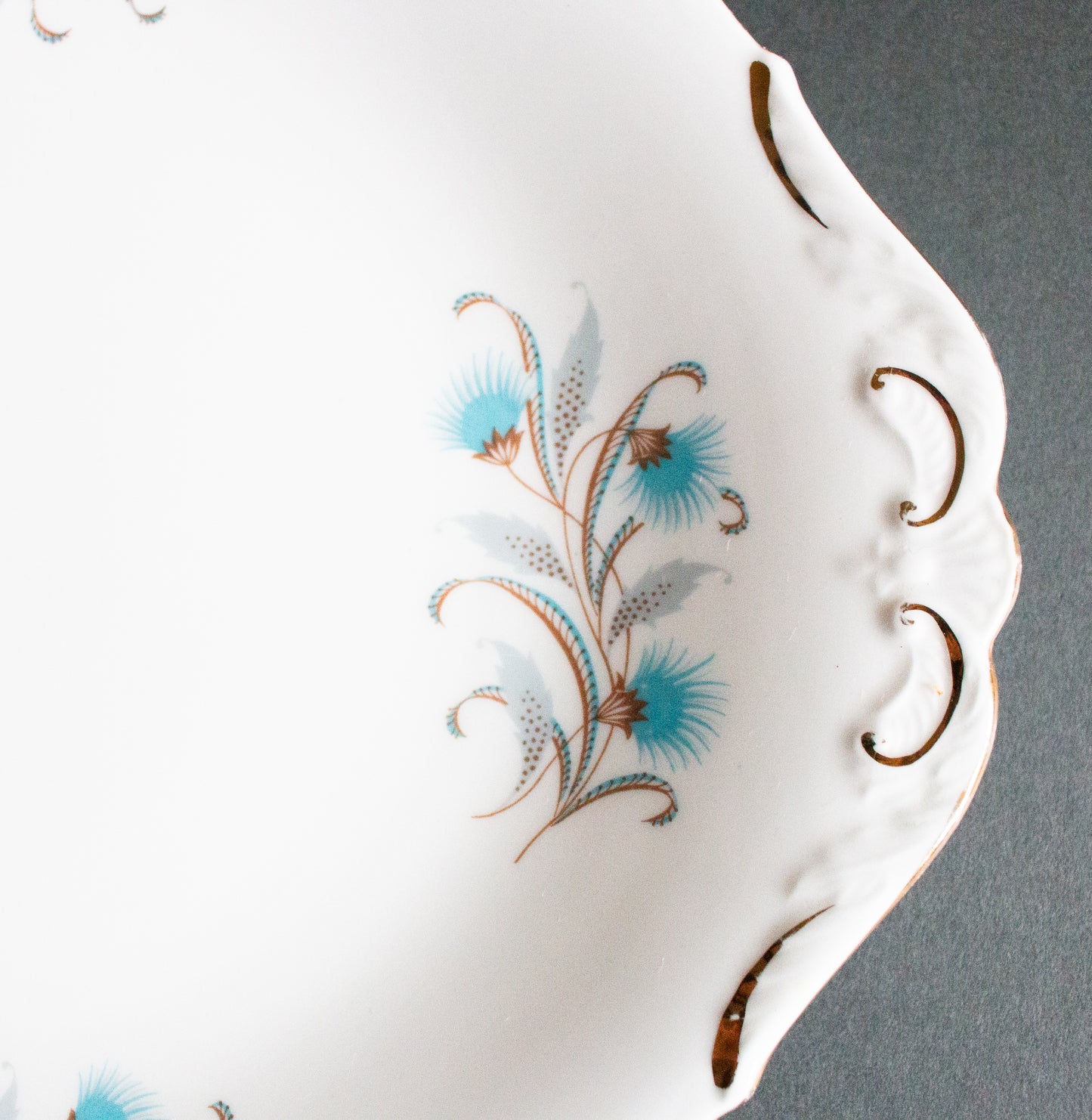 Paragon Bone China Blue Floral Cake Plate or Sandwich Plate with Gilt Detail