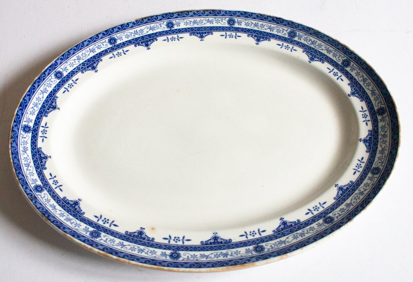 Keeling & Sons Burslem England Losol Ware 'Doveridge' Pattern 14" Blue and White Transferware Serving Platter