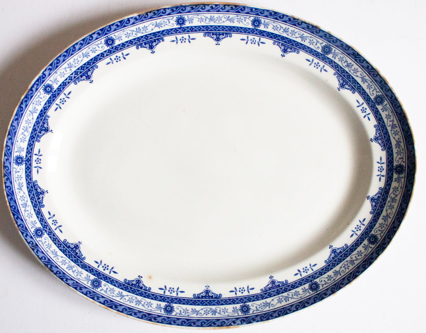 Keeling & Sons Burslem England Losol Ware 'Doveridge' Pattern 14" Blue and White Transferware Serving Platter