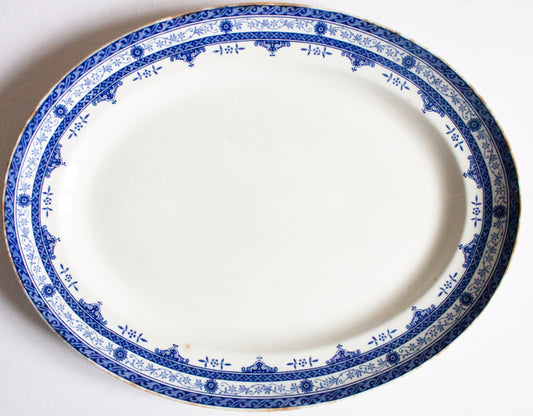 Keeling & Sons Burslem England Losol Ware 'Doveridge' Pattern 14" Blue and White Transferware Serving Platter