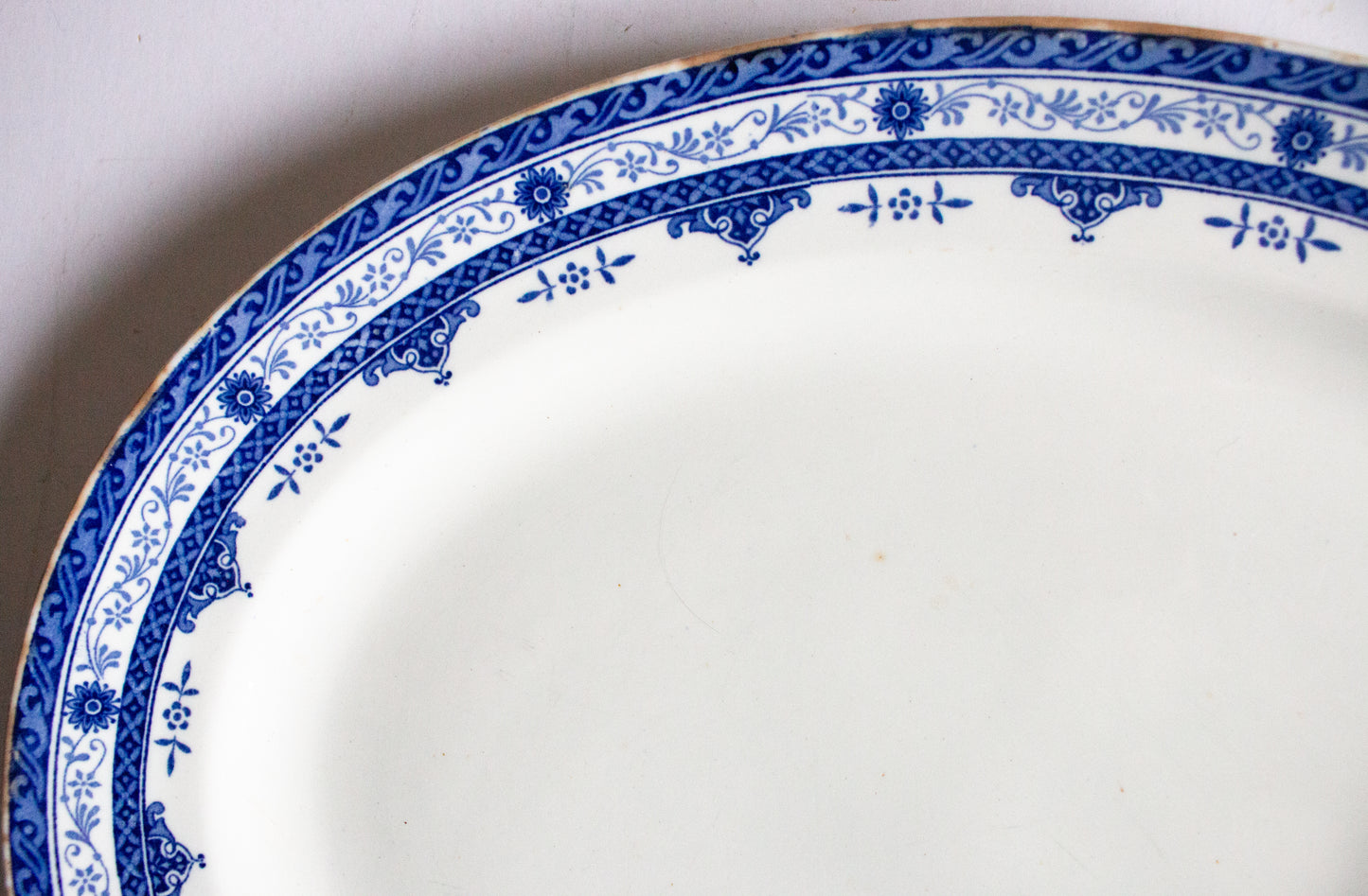 Keeling & Sons Burslem England Losol Ware 'Doveridge' Pattern 14" Blue and White Transferware Serving Platter