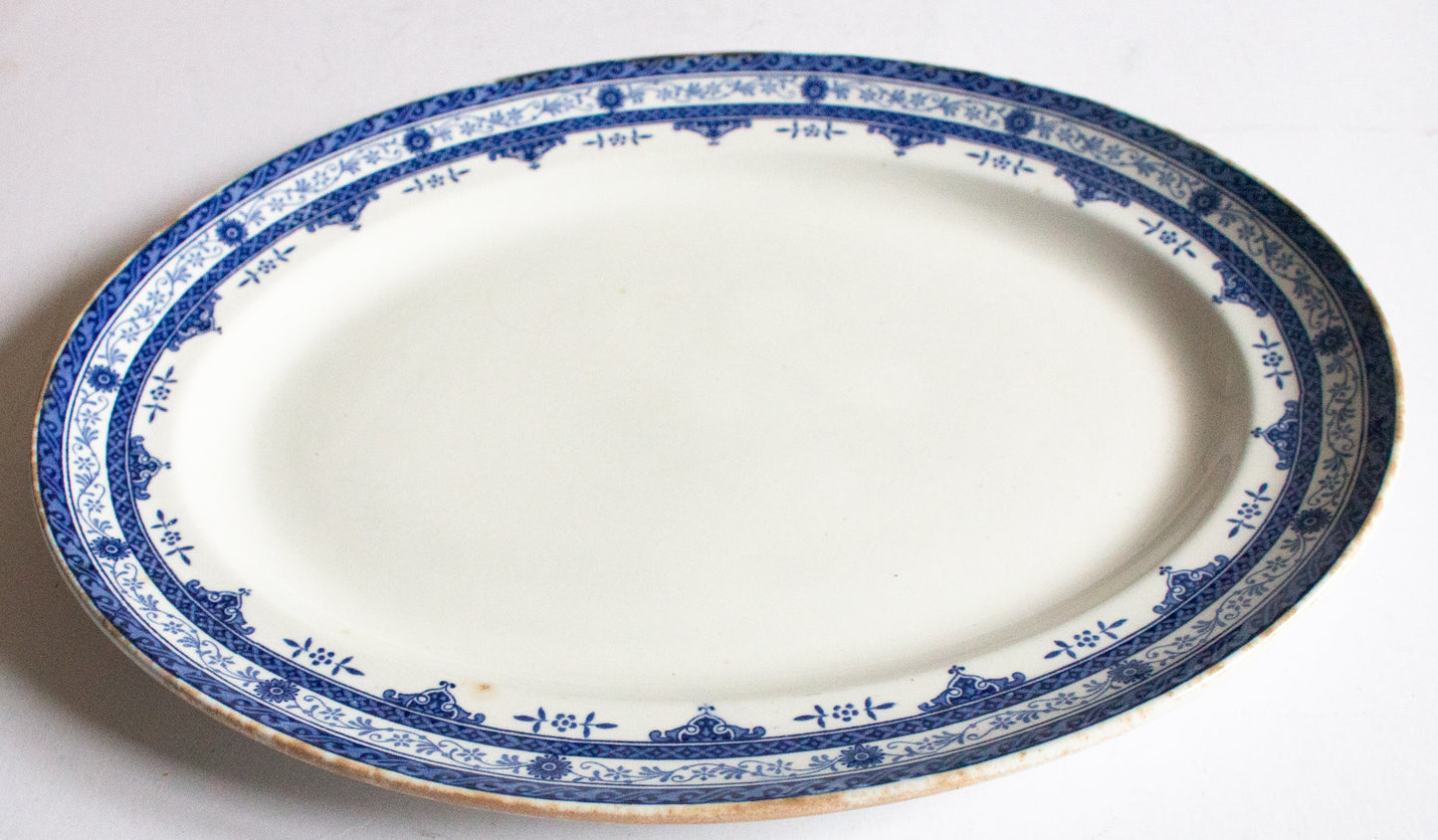 Keeling & Sons Burslem England Losol Ware 'Doveridge' Pattern 14" Blue and White Transferware Serving Platter