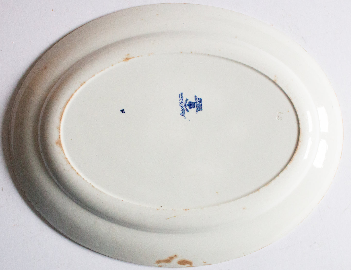 Keeling & Sons Burslem England Losol Ware 'Doveridge' Pattern 14" Blue and White Transferware Serving Platter