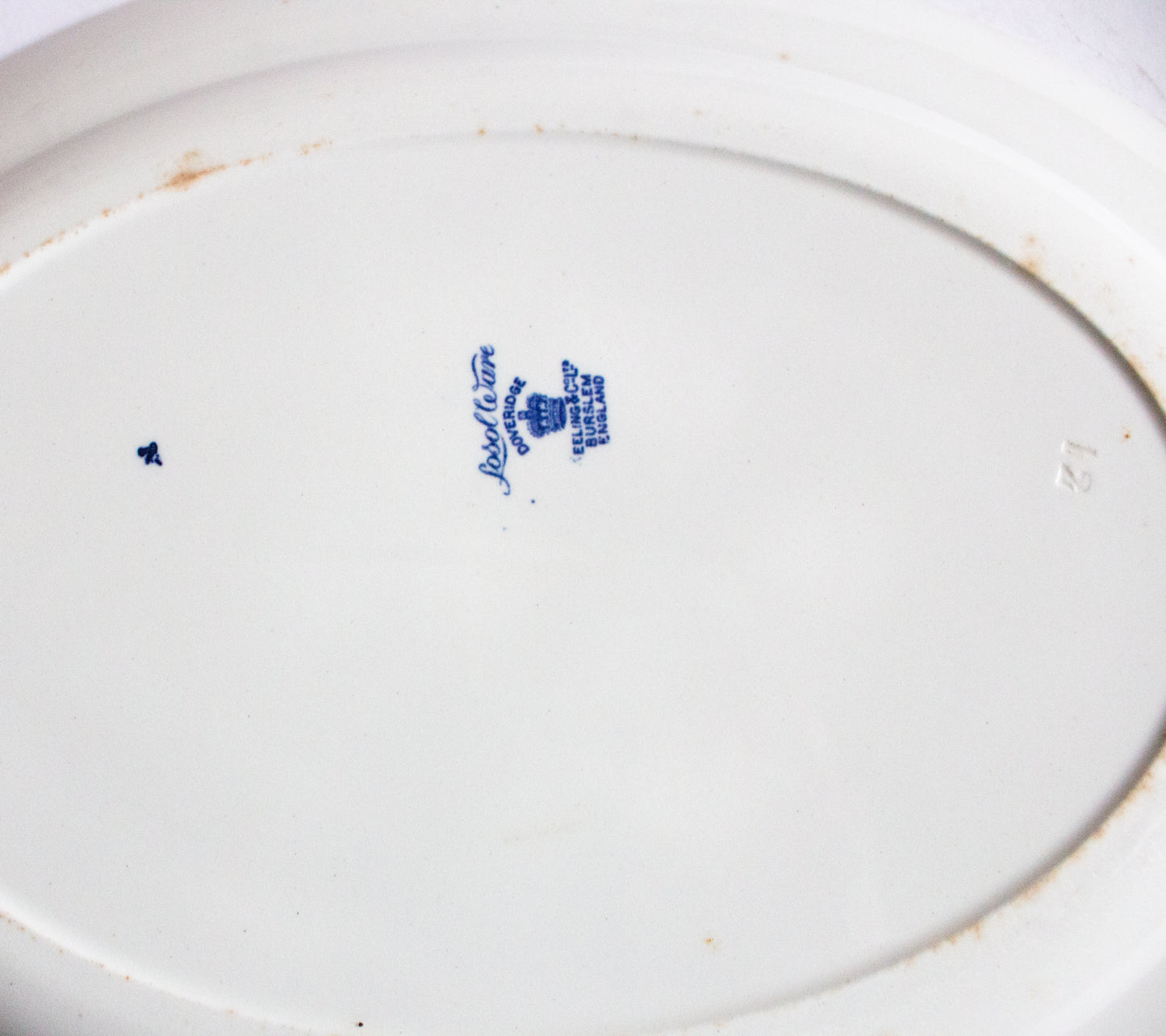 Keeling & Sons Burslem England Losol Ware 'Doveridge' Pattern 14" Blue and White Transferware Serving Platter