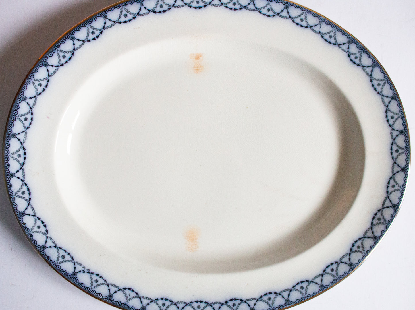 Henry Alcock & Co. Ltd. Semi Porcelain 'Laurel' Pattern Blue and White Transferware 18" Platter