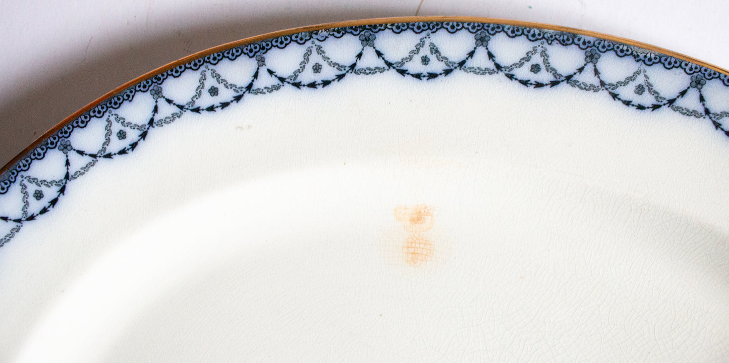 Henry Alcock & Co. Ltd. Semi Porcelain 'Laurel' Pattern Blue and White Transferware 18" Platter